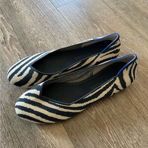 Rothy's Black and Cream Striped Flats